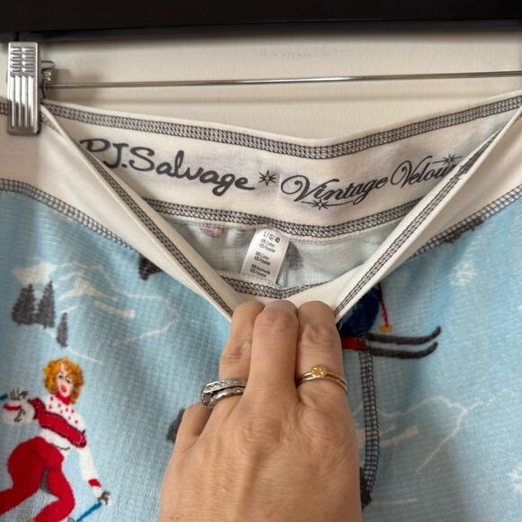 NWT PJ Salvage Vintage Velour Retro Ski Girls Lounge Pants Joggers Pajamas L - Picture 7 of 7